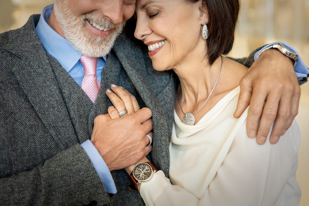 happy couple embracing